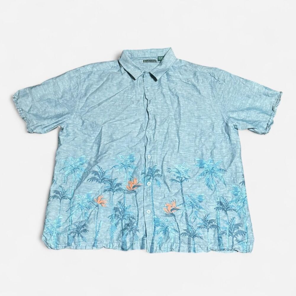 Cubavera blue Hawaiian XXL size (width 25in, length 25in) long sleeve shirt